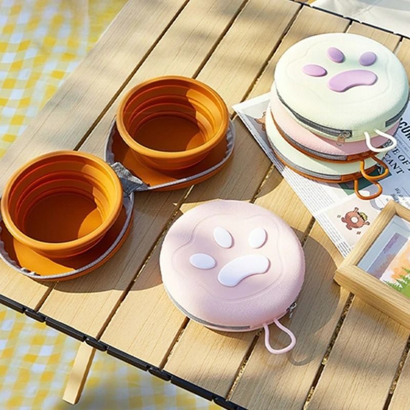 Foldable Silicone Double Pet Bowl
