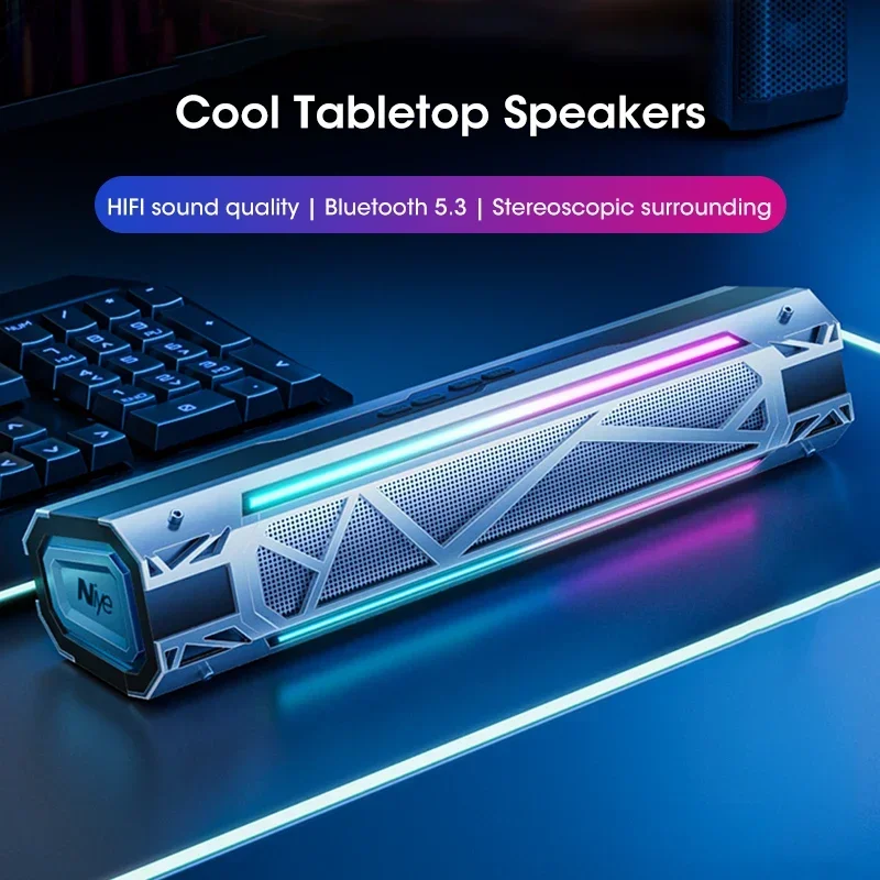 Niye Bluetooth Computer Speaker with RGB Lighting, Surround Sound Subwoofer – Wired & USB Powered Audio System