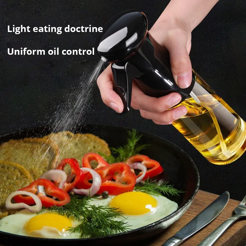 Pneumatic Spray Bottle, Black Kitchen Oil Bottle, Cooking Oil Spray Dispenser, Fitness Barbecue Spray Oil
