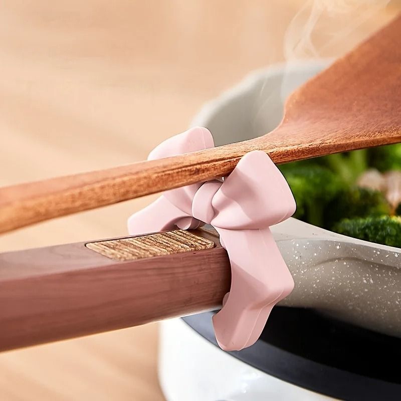 Silicone Spatula Holder with Bow Design Kitchen Spoon Holder for Stove