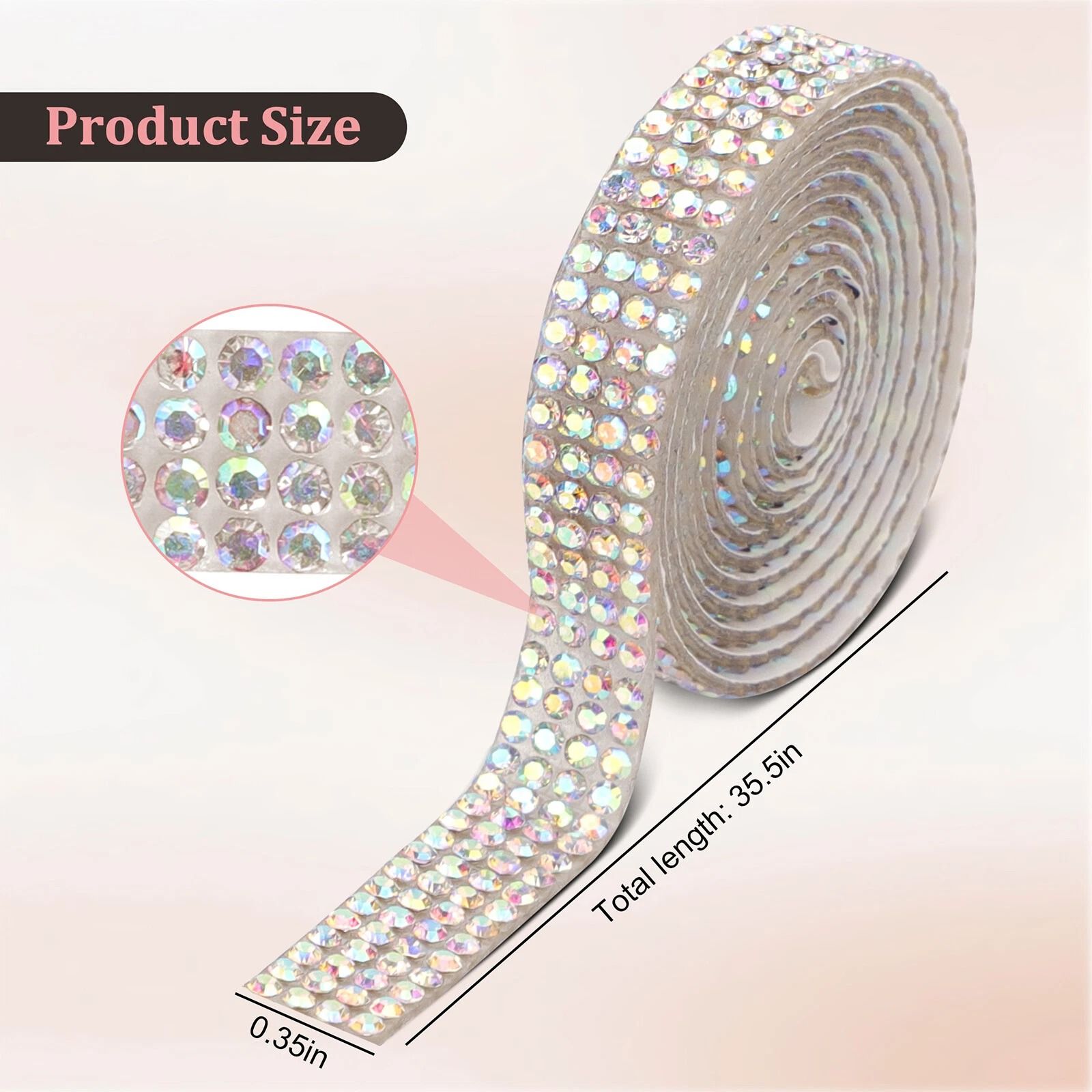 Diamond Ribbon Stickers, Self-Adhesive Bling Crystal Strips, Value Pack