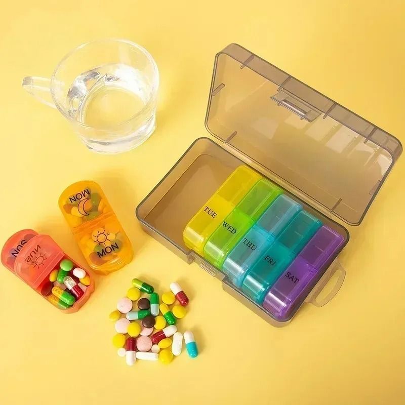 7 Day Pill Organizer with 21 Compartments for Daily Medication and Vitamins
