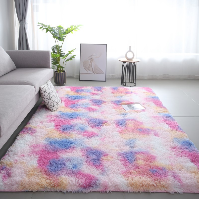 Soft Tie-Dye Plush Carpet, Children's Room Home Mat, Children's Room Baby Crawling Non-Slip Blanket