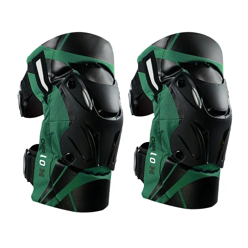 Adjustable Pro Guard Moto Shield Knee Guards, CE-Certified Impact Protection, Reflective Motocross Racing Night Use
