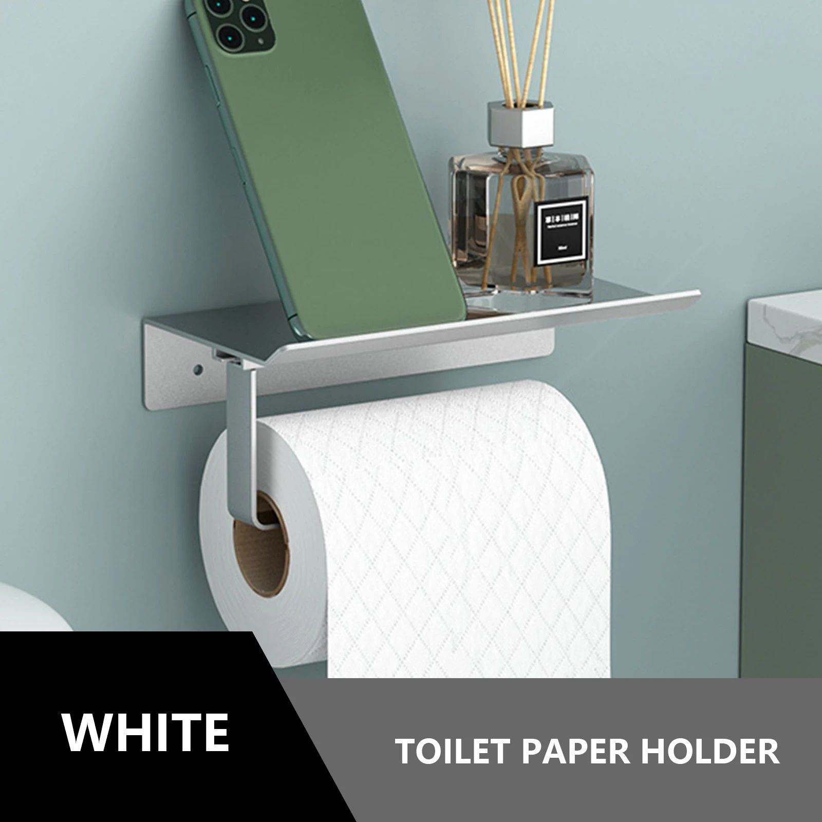 Aluminum Wall Mounted Toilet Paper Holder Shelf