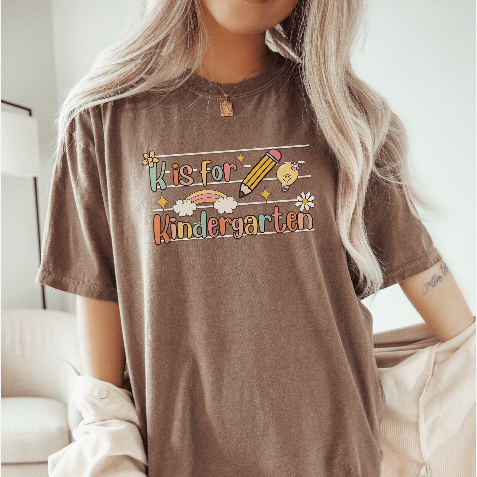 Kindergarten Teacher Shirt Retro Kindergarten Teach Tee Cute Teacher Gift