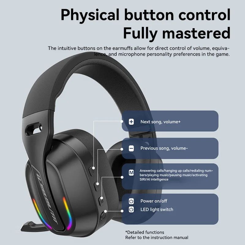 B500 Wireless Gaming Headset Bluetooth Over Ear Headphones with RGB Light