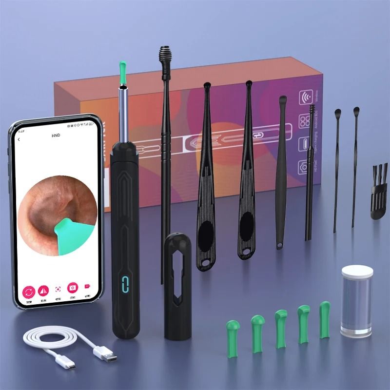 HD Ear Cleaner with Camera Otoscope Ear Cleaning Kit USB C Rechargeable Wax Removal Tool