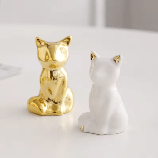 Gold & White Decorative Accent Pair for Shelves and Tabletops