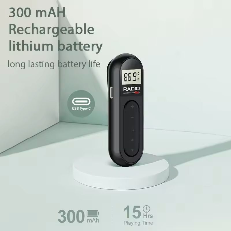 Mini Pocket FM Radio with Backlight Display and Type-C Charging
