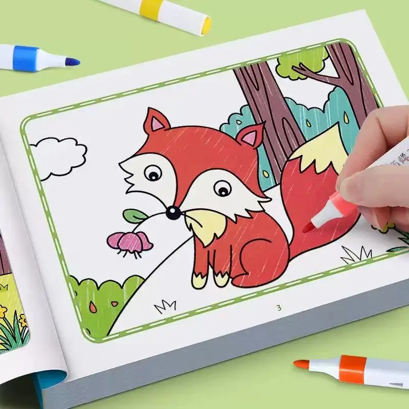 Creative Birthday Gift for Kids, Animal & Nature Coloring and Drawing Book, Ages 3 to 8 Years Old