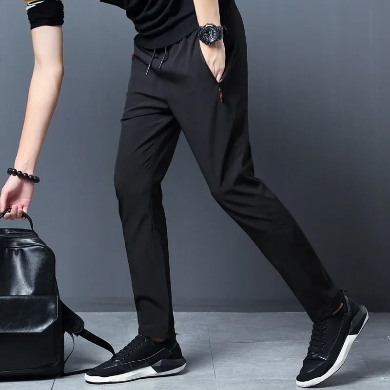Mens Casual Slim Fit Jogger Pants with Elastic Waist and Straight Leg Trousers