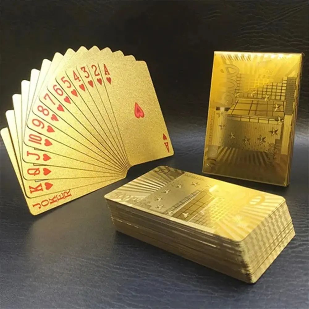 55pcs RoyalLux 24K Gold Foil Playing Cards – Waterproof Plastic Poker Deck
