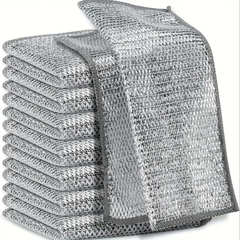 Double-Sided Steel Wire Dishcloth Scrubber Rag for Pots & Pans – Heavy Duty Kitchen Cleaning Cloth for Grease & Stains