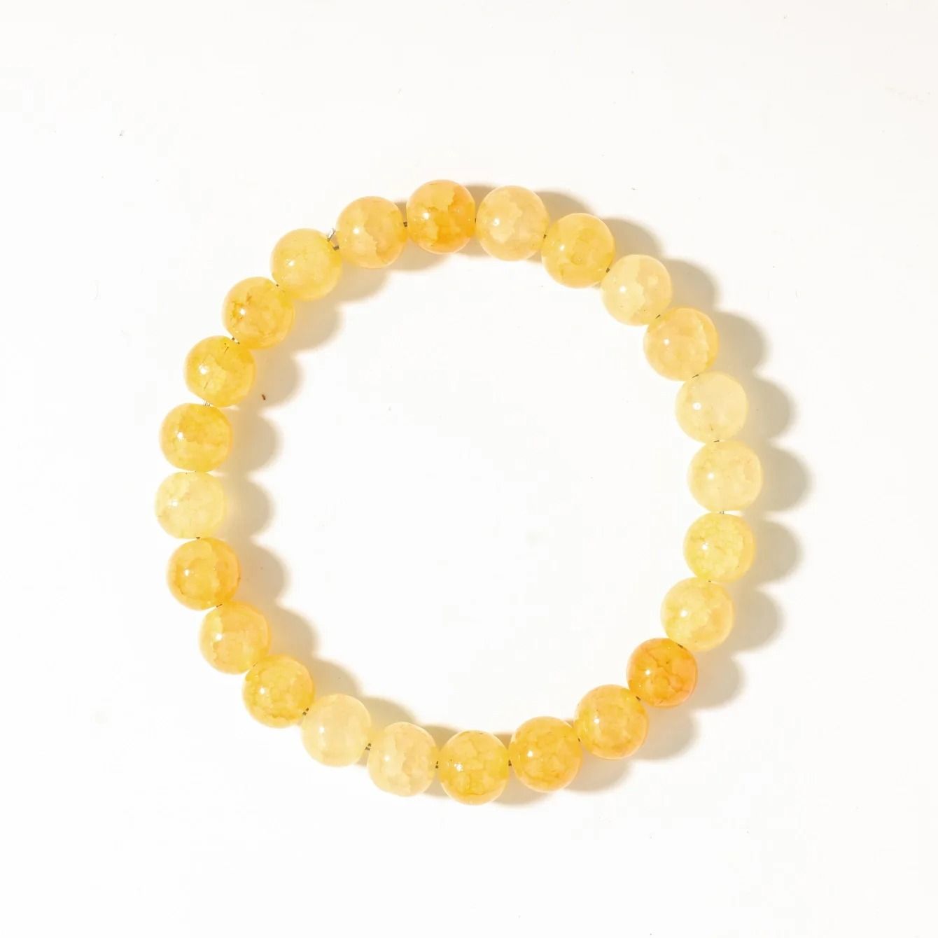 Yellow Citrine Beaded Bracelet Feng Shui Money Stone Crystal Wristband