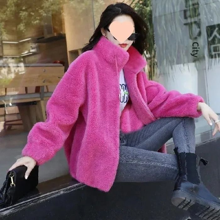 Women thickened fleece zip up stand collar hoodie jacket casual winter outerwear