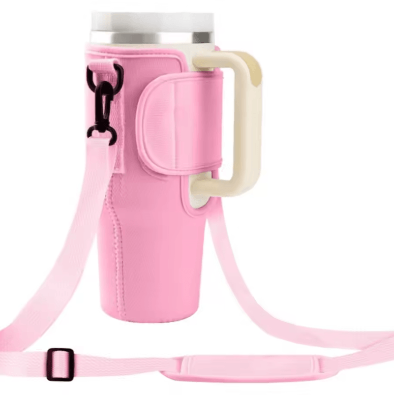 Adjustable Water Bottle Carrier Bag – Large Tumbler Sleeve with Shoulder Strap