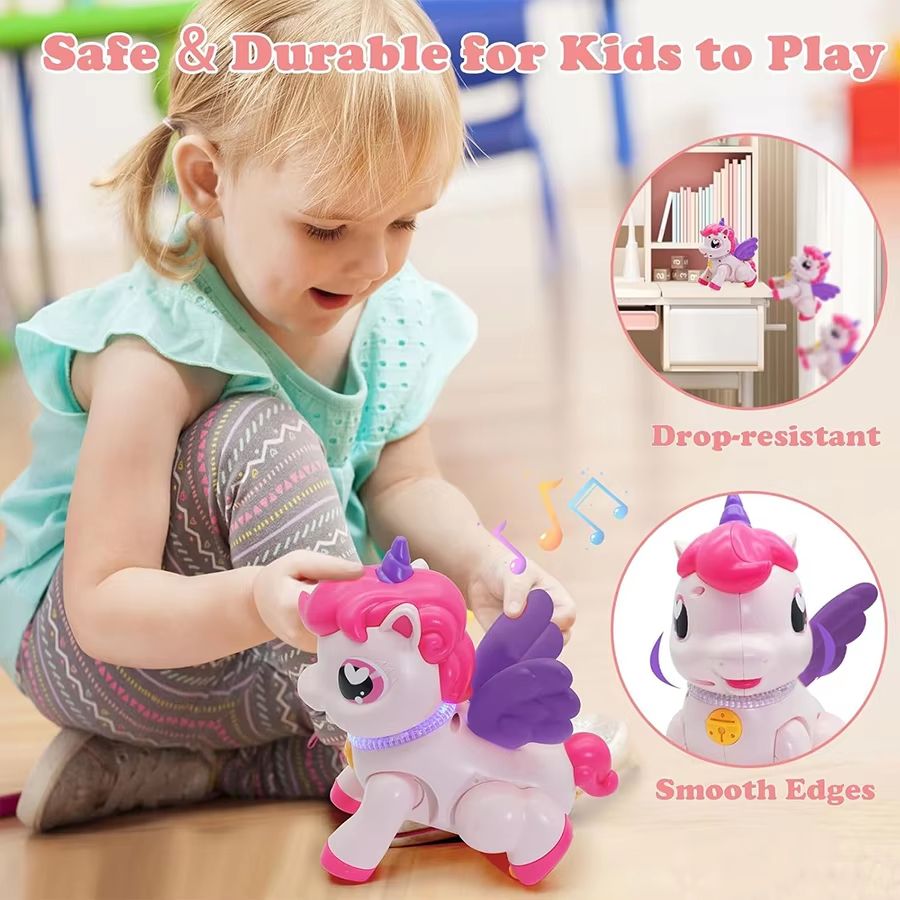 Magical Light Music Unicorn Pegasus Plush Toy for Kids