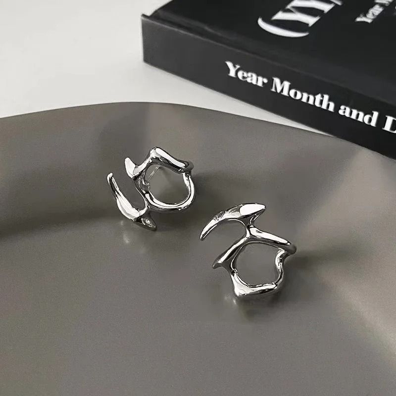 Punk Irregular Liquid Metal Ear Clips
