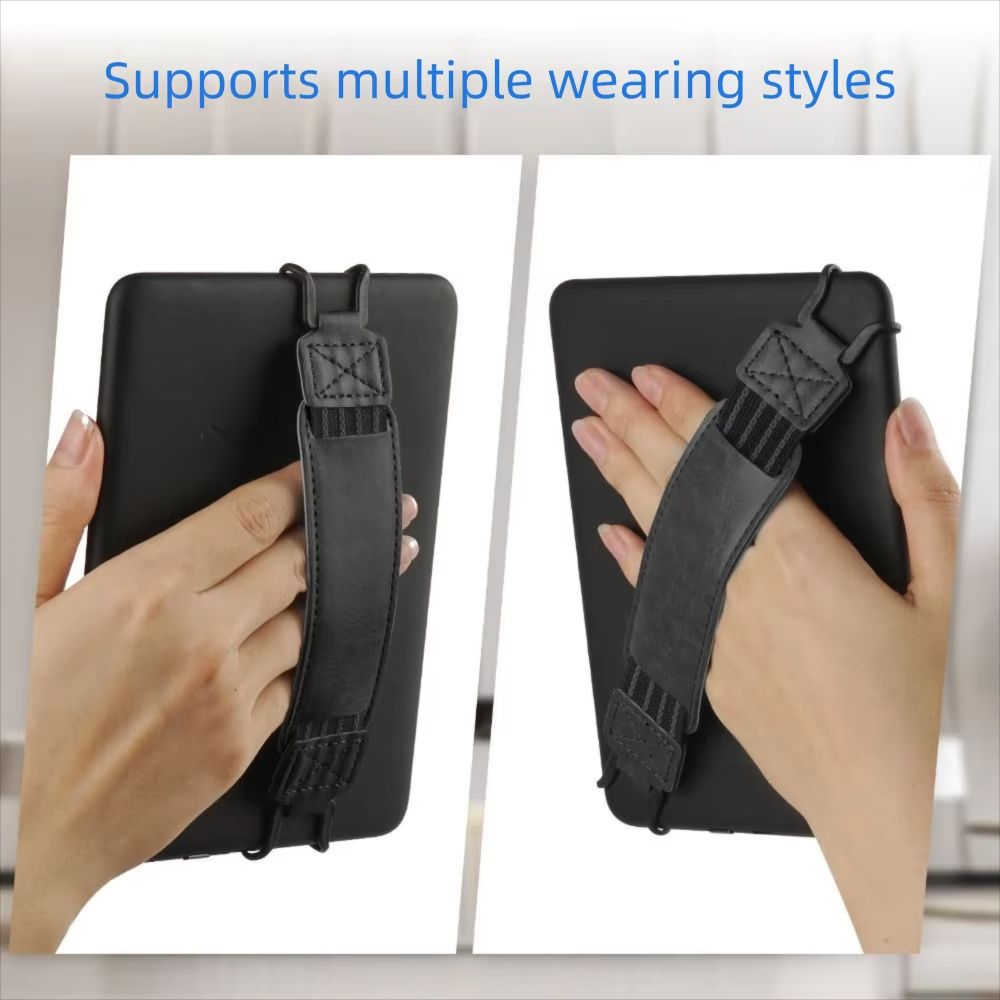 Universal Leather Tablet Hand Strap With Anti-Slip Finger Grip Holder