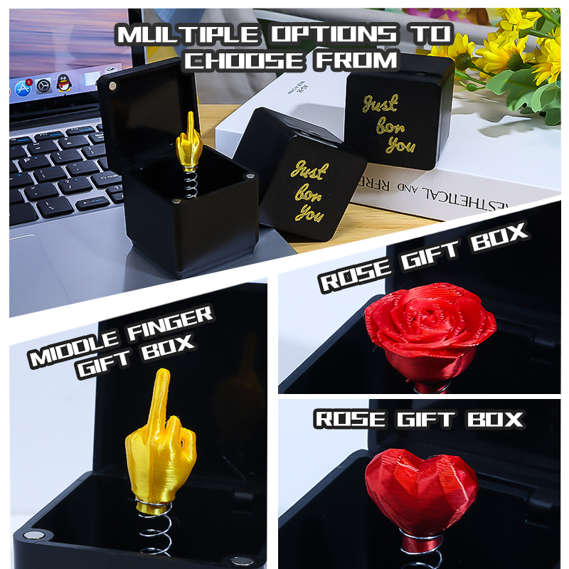 Funny Creative Office Desk Decoration, Unique Humor Decor, Middle Finger in a Box Prank Gift Item for Home or Work
