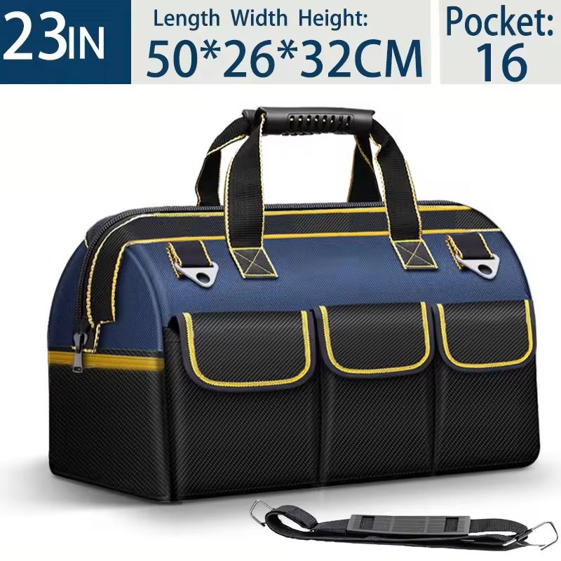 23-Inch Waterproof Heavy-Duty Tool Bag – Large Capacity Multi-Pocket Organizer for Electricians and Contractors