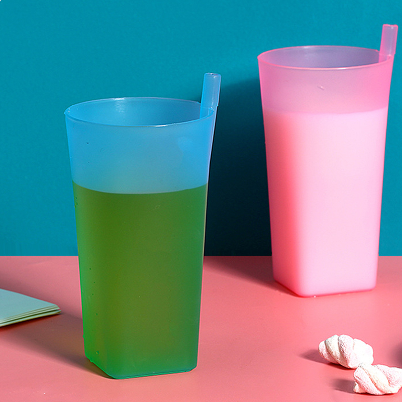Children Infant Sip Cup, Water Bottle With Built In Straw, Food-Grade Plastic Integrated Straw Cup Kids