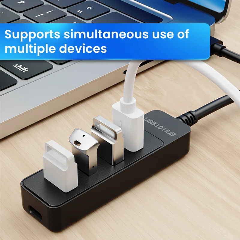 4 Port USB Hub Multi, USB 3.0 Power Adapter, Type C Hub Extender