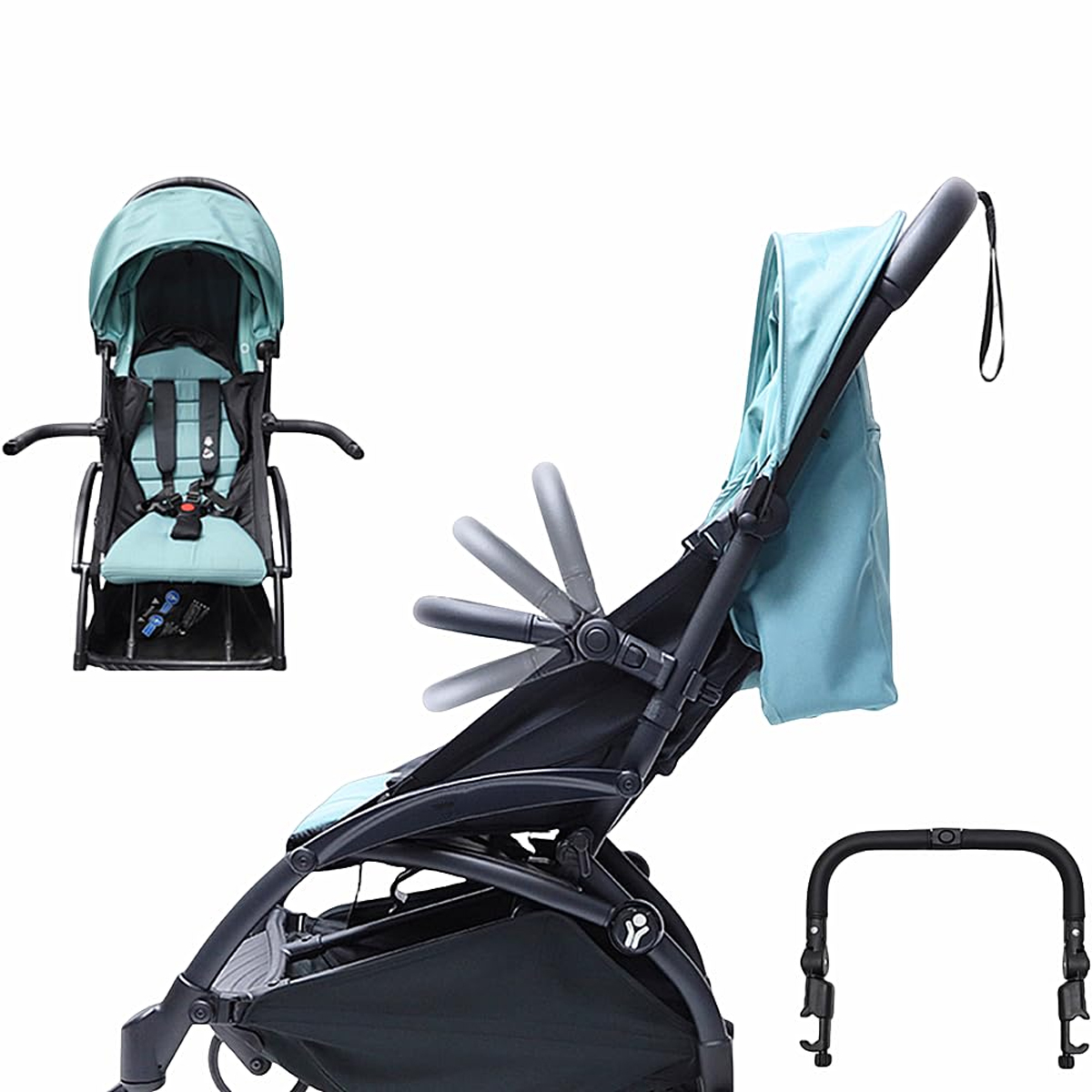 Stroller Bumper Bar Replacement, Adjustable Angle Armrest, Detachable Handlebar, Smooth Leather Crossbar Accessory