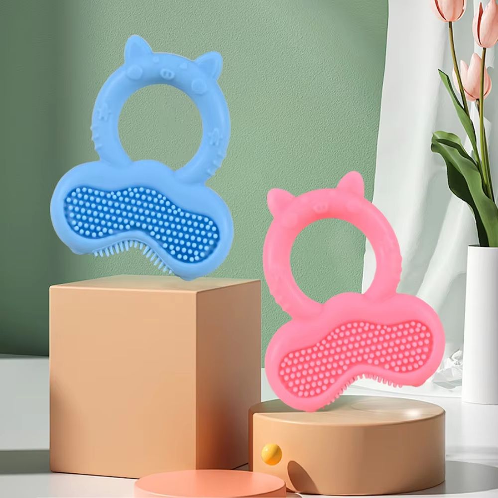 Silicone Baby Teether Ring Cute Animal Shape Soothing Chew Toy