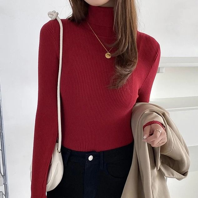Womens Fall Turtleneck Sweater Knitted Soft Pullover Cashmere Jumper