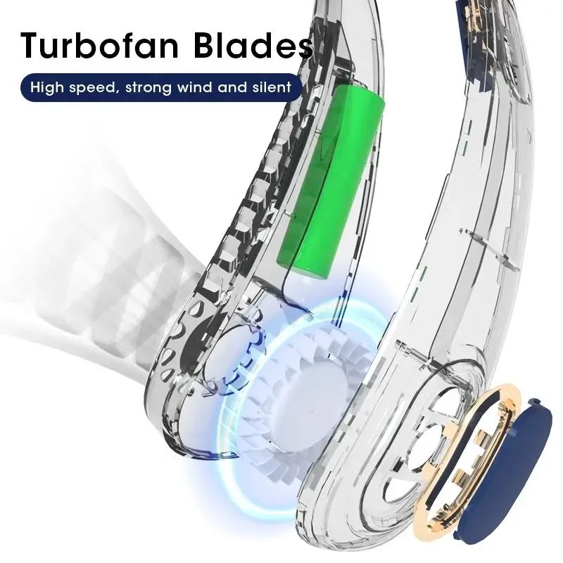 Bladeless Neck Fan with LED Display – USB Rechargeable Personal Cooling Fan for Sports & Travel