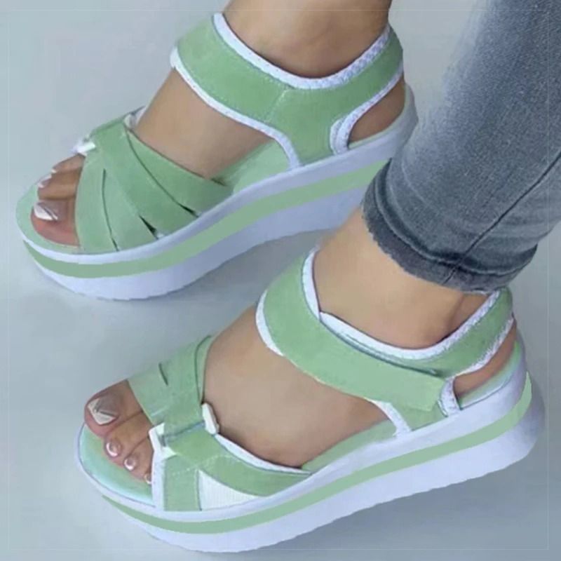 Women's Color Block Wedge Sandals with Platform Heel for Summer Style and Comfort