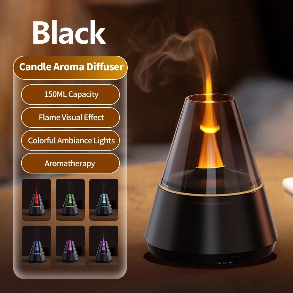 Simulated Flame Aroma Diffuser with LED Light and Cool Mist
