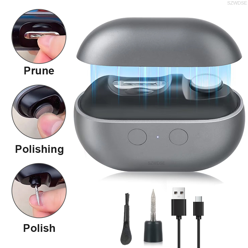 Rechargeable Electric Nail Clipper and Polisher with LED Light Dual Speed Automatic Nail Trimmer