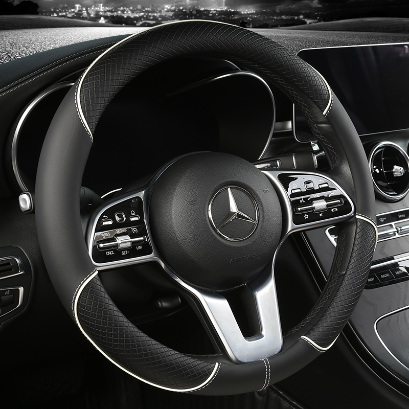 Universal Leather Diamond Steering Wheel Cover All Seasons Durable Anti-Slip Veins Design
