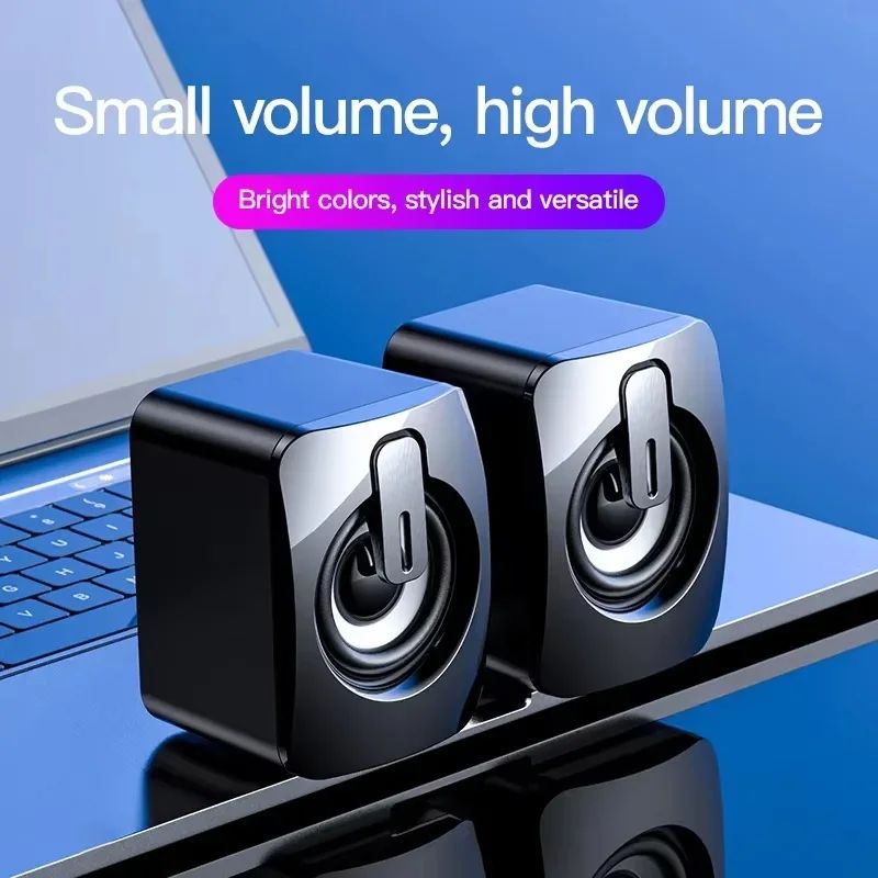 Mini computer speakers with Mic, USB Power + 3.5mm AUX Stereo for Desktop & Laptop