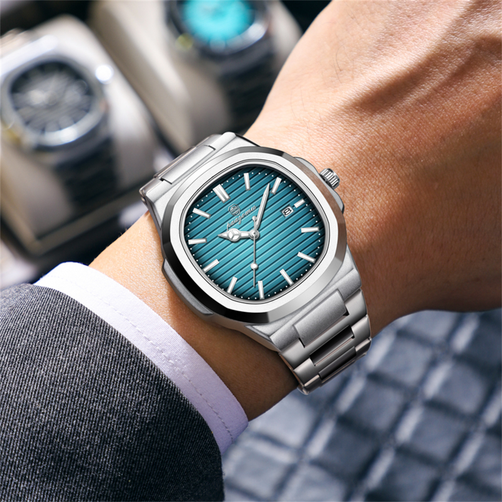 Mens Classic Quartz Watch with Square Dial Waterproof & Luminous Date Wristwatch