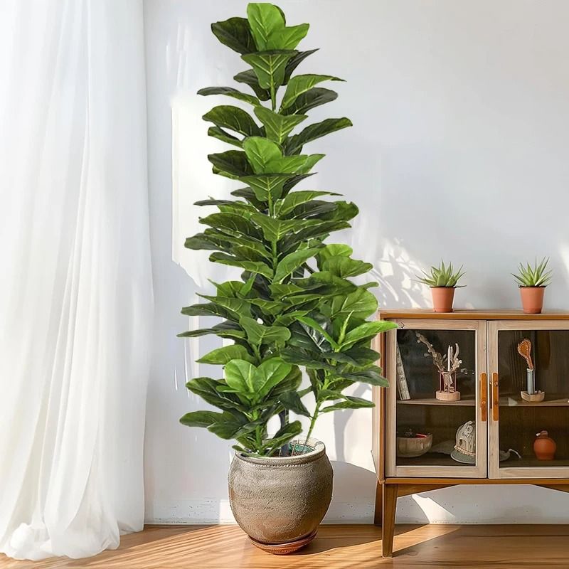 150cm Large Artificial Fiddle Leaf Fig Tree | Tropical Faux Ficus Lyrata