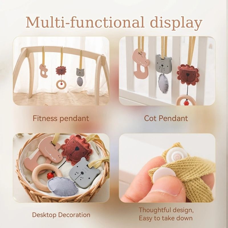 Baby Play Gym Wooden Pendants – Newborn Sensory Rattle & Room Decoration