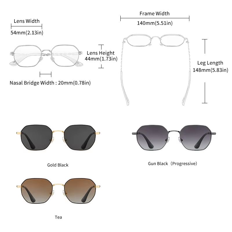 GCV Retro Women's Rectangular Metal Frame Sunglasses with Polaroid Lenses