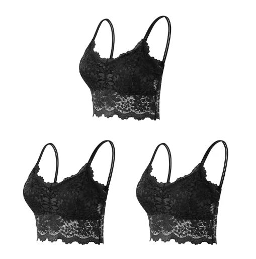 3-Piece Seamless Wireless Lace Bralette Set
