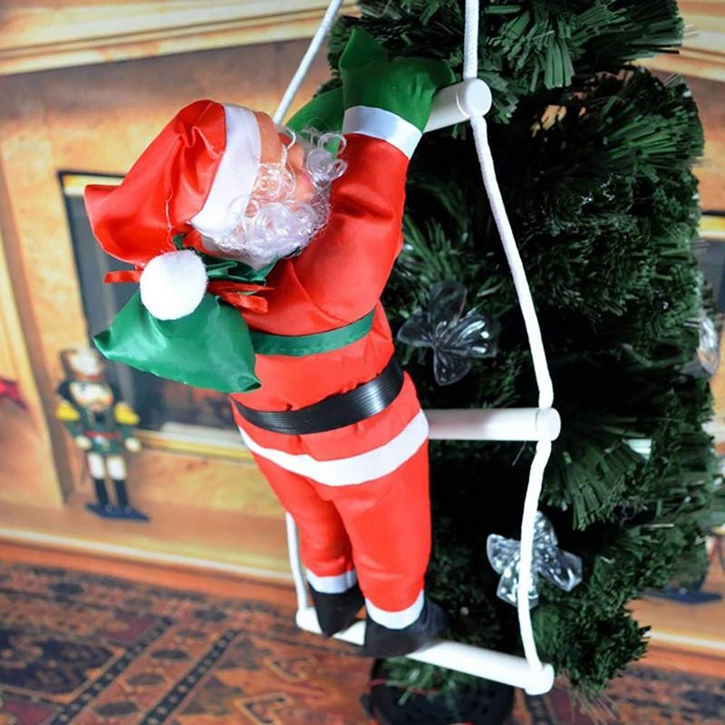 Doll Christmas Tree Hanging Decoration, Christmas Santa Claus Climbing Ladder, Indoor Door Wall Christmas Pendant