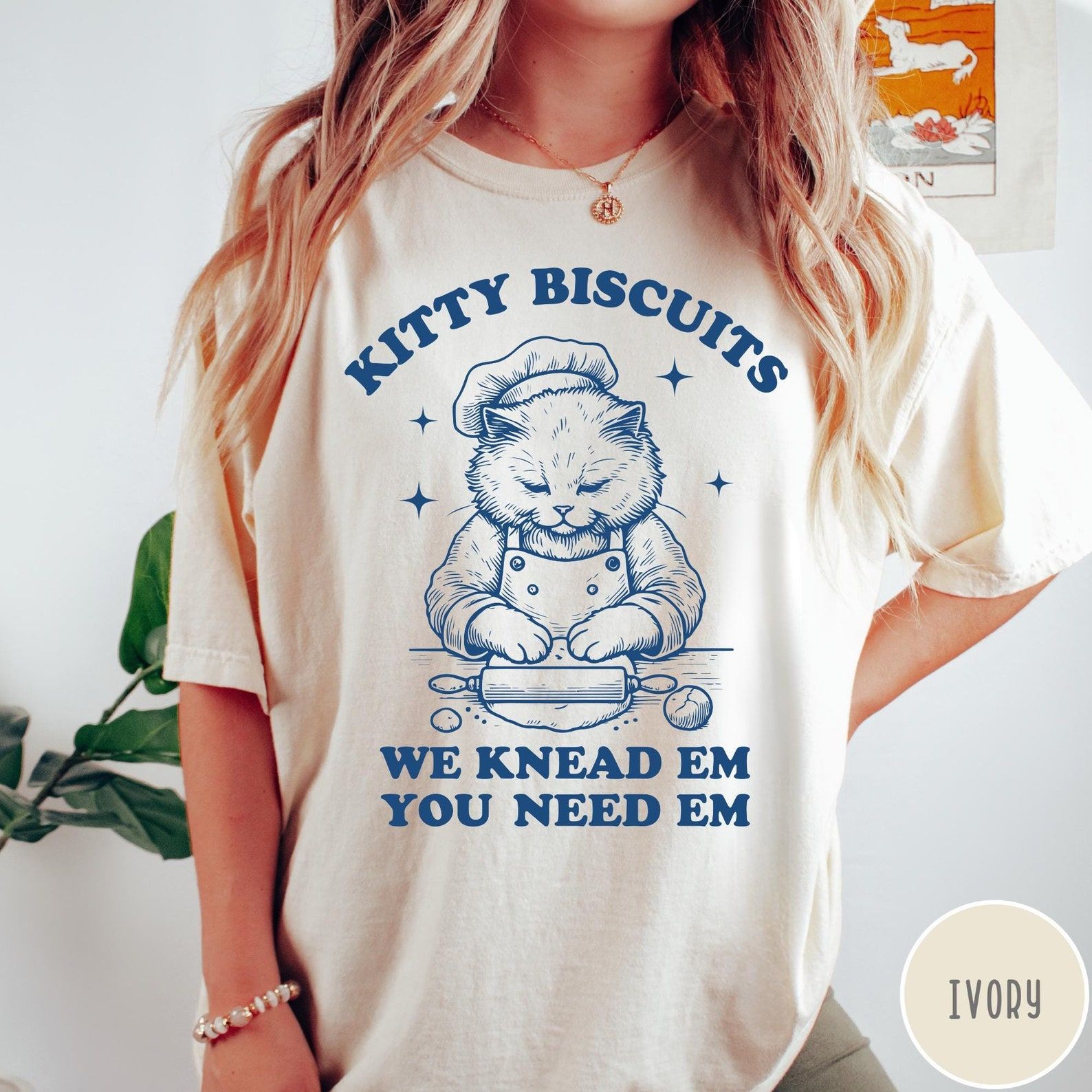 Kitty Biscuits Shirt Funny Cat Baking Graphic Tee Cute Cat Lover Pun T-Shirt