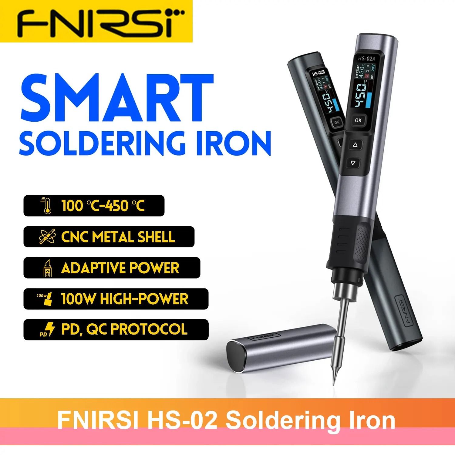 FNIRSI HS02 Smart Soldering Iron with PD QC Fast Heating for Welding and Repair