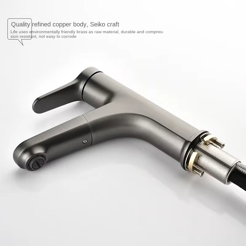Multifunctional Pull Out Basin Faucet, Hot and Cold Water Faucet with Brass Valve Body, Single Handle Sink Faucet
