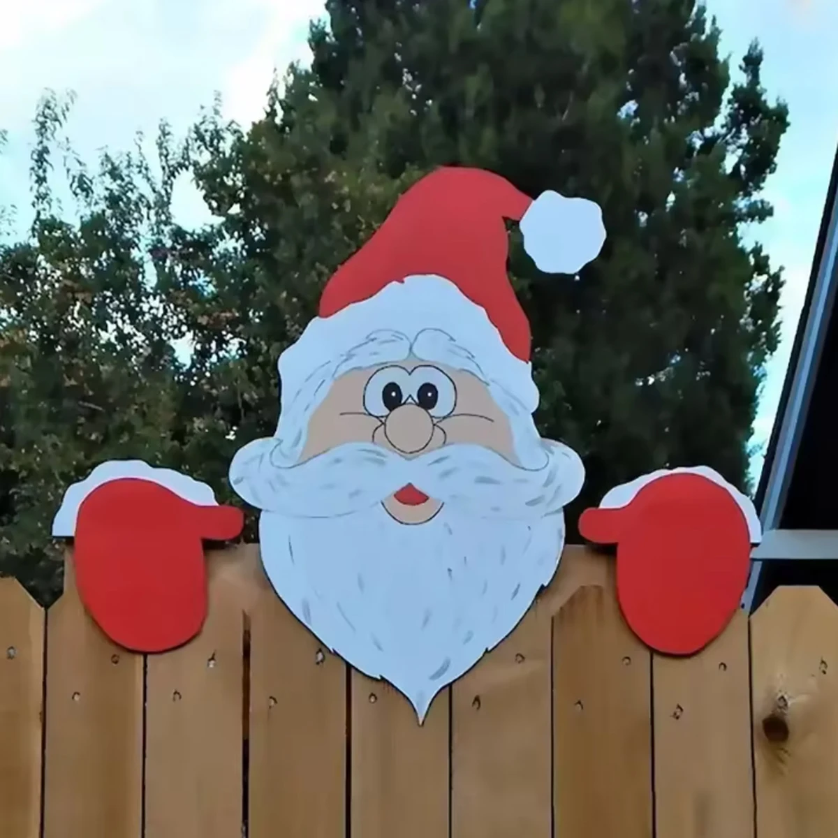 Santa Clause Peeker Yard Ornament, Christmas Fence Decoration, Indoor Outdoor Holiday Placard, DIY Festival Gift