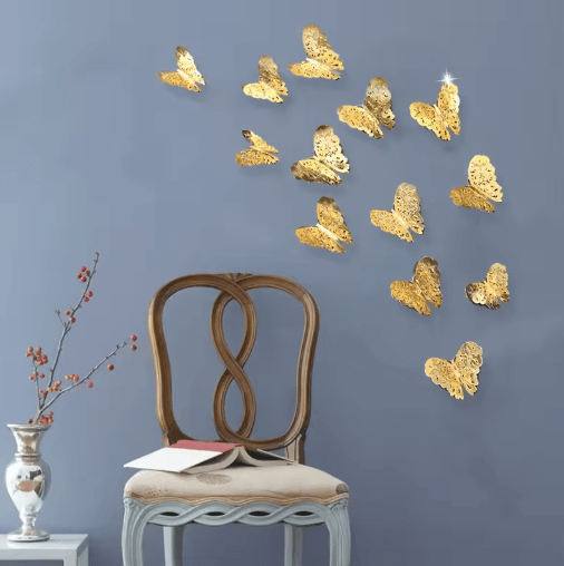 3D Mirror Butterfly Wall Stickers DIY Decorative Wall Art Set