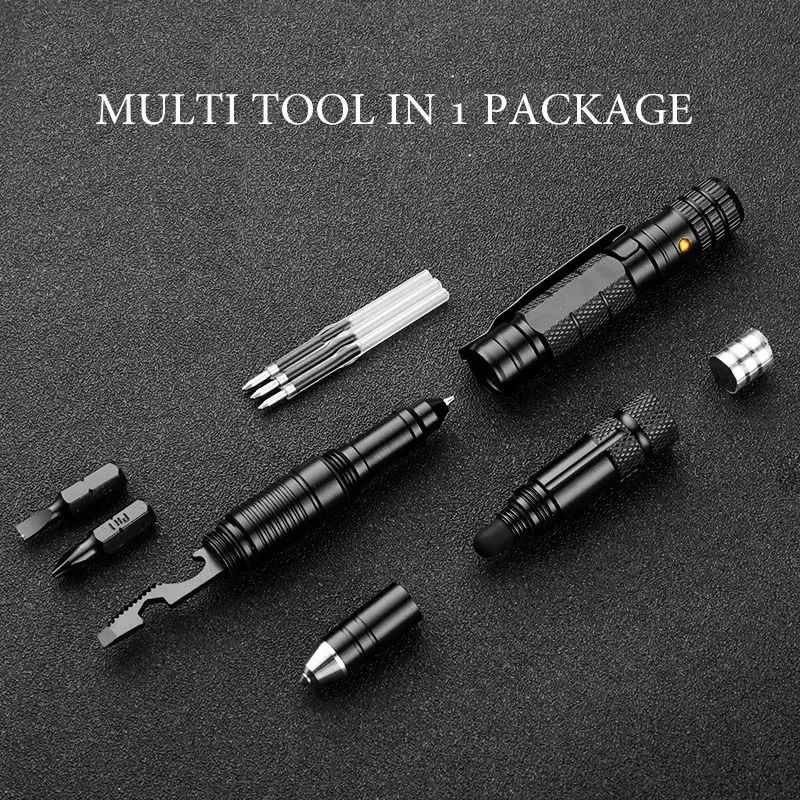 10 In 1 Tactical Multi Function Survival Pen With Flashlight Screwdriver And Bottle Opener