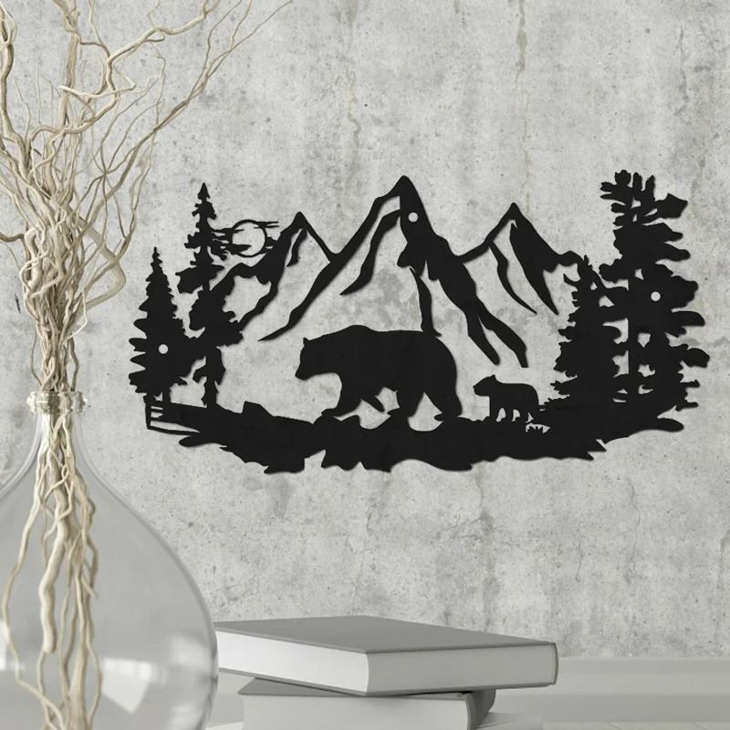 Rustic Wilderness Bear Metal Wall Art